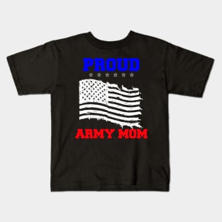 Proud Army Mom 4th Of July 2024 Military Mommy Kids T-Shirt